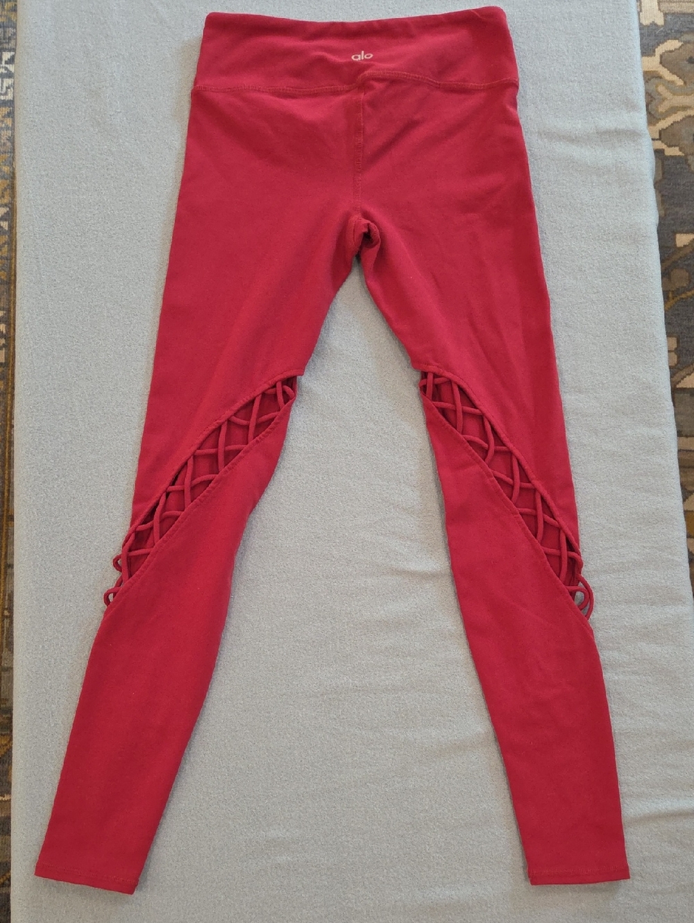 ALO Yoga Women's Red Lattice-Side Leggings With Inner Pocket (6)